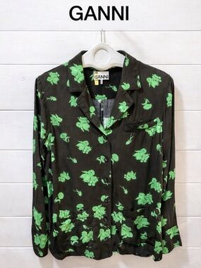 GANNI Brown Floral Shirt – Size 34